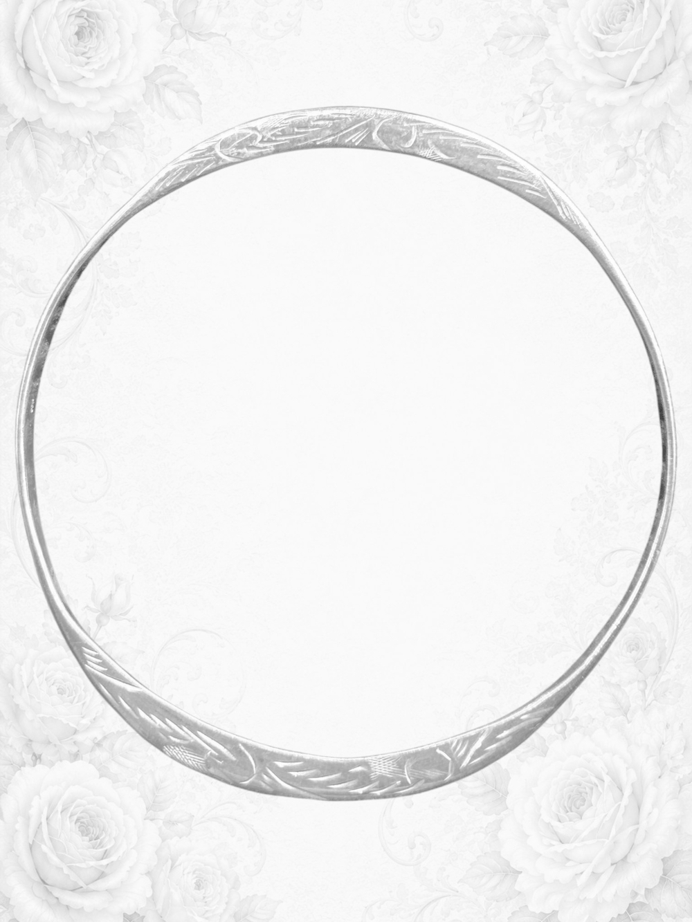 Engraved Silver-Tone Bangle Bracelet